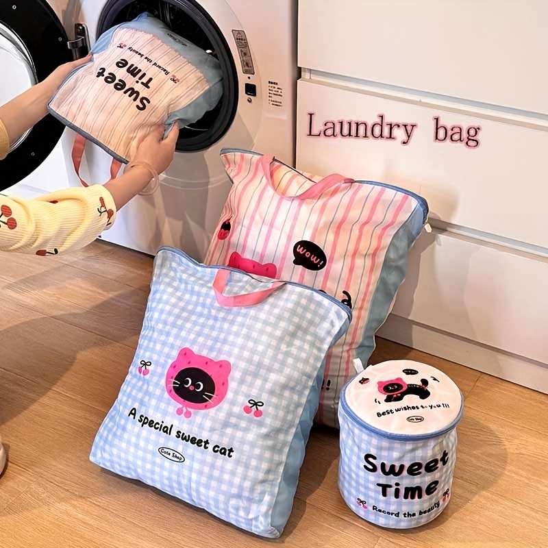 Sock Organizer Tray - Niedlicher Wäschesack mit Katzen-Panda-Motiv, robuster Wäschekorb